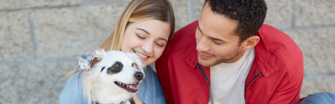 couple with a dog