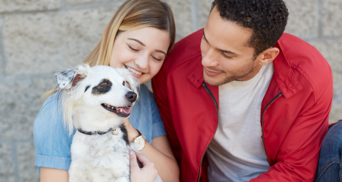 couple with a dog